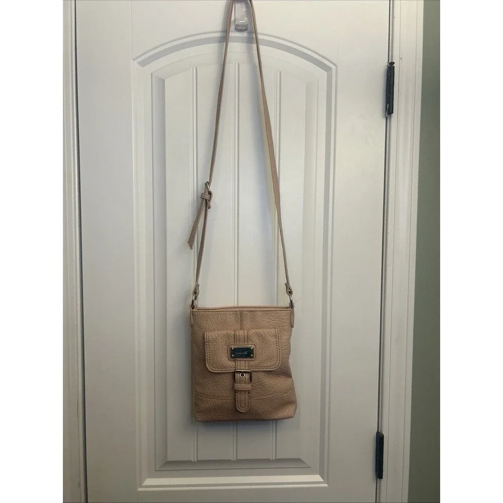 Nine West Blush Pink Crossbody Bag Pebbled Faux Leather Adjustable Strap UEC Bag